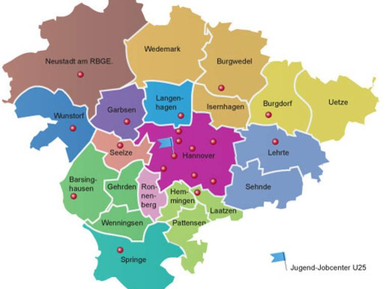 Karte JobCenter Region