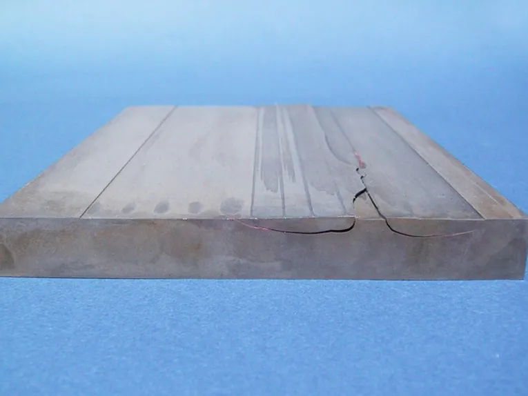 Beschädigtes Werkstück.