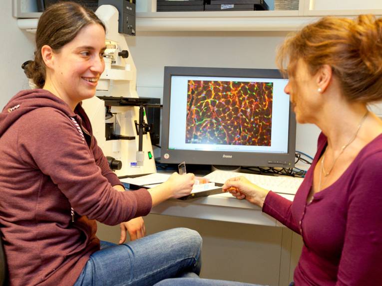 Zwei Frauen vor Computerbildschirm