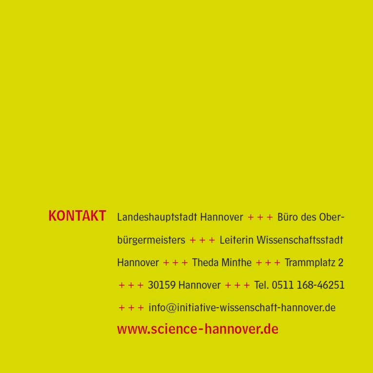 Rückseite der Mini-Broschüre zur Initiative Wissenschaft Hannover