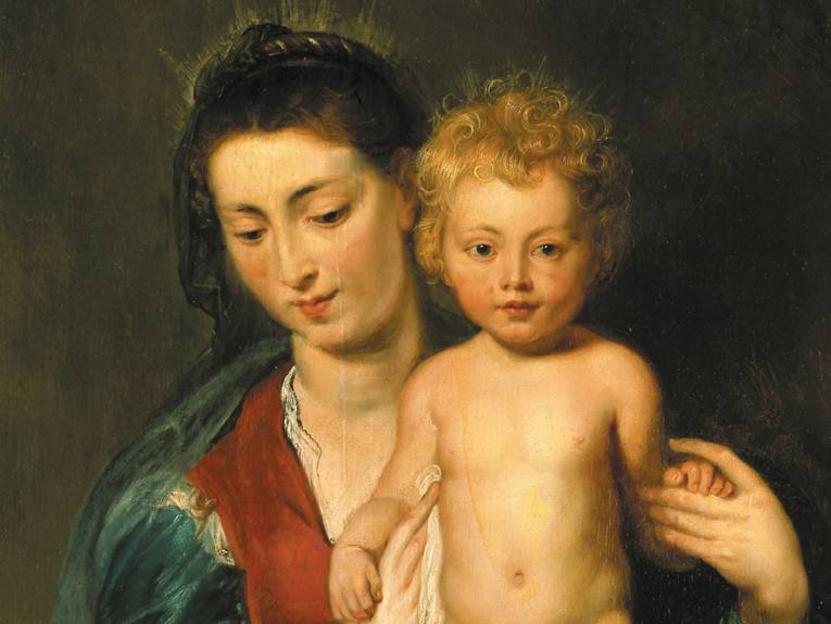 Gemälde einer Frau mit Kind.
