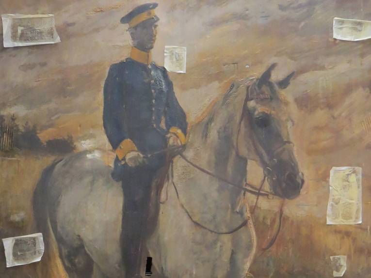 Gemälde eines Offiziers auf einem Pferd.