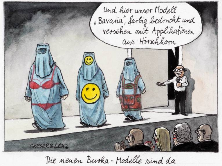 Zeichnung von drei vollverschleierten Frauen