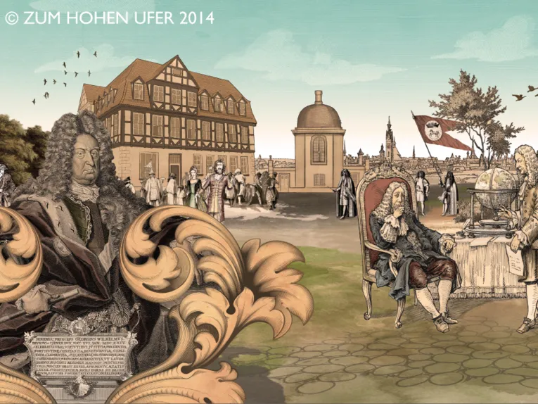 Collage mit Bildern aus Hannovers Stadtgeschichte.