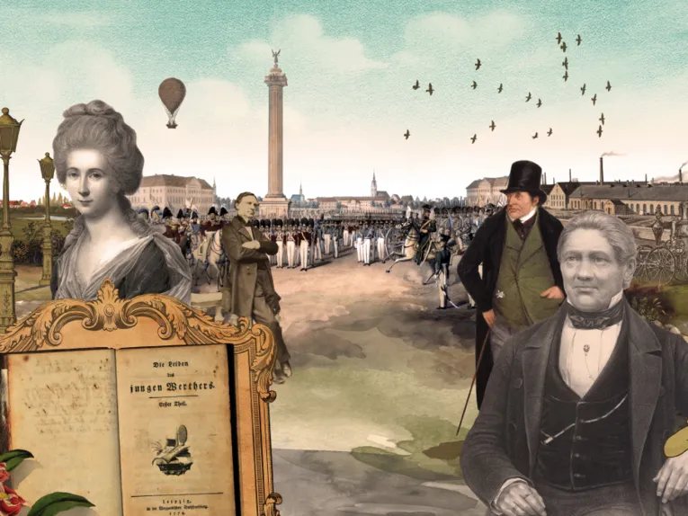 Collage mit Bildern aus Hannovers Stadtgeschichte.