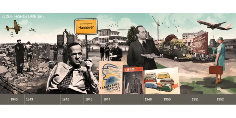 Collage mit Bildern aus Hannovers Stadtgeschichte.