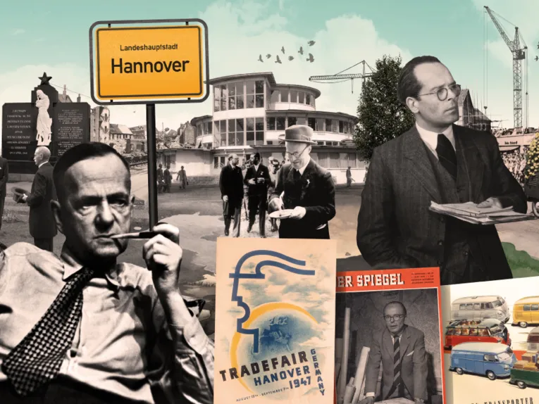 Collage mit Bildern aus Hannovers Stadtgeschichte.
