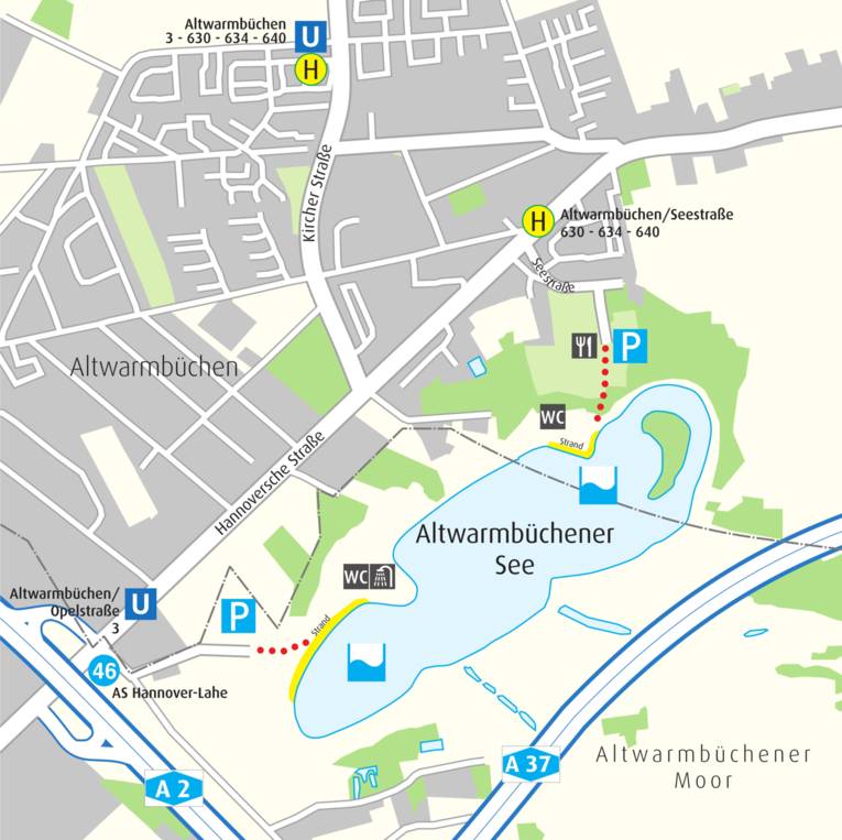 Anfahrtskizze Altwarmbüchener See