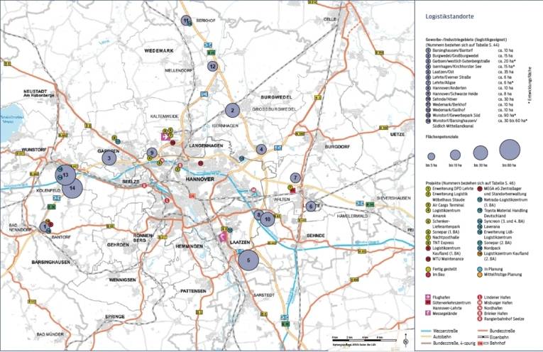 Flächenpotenziale Logistik in der Region Hannover