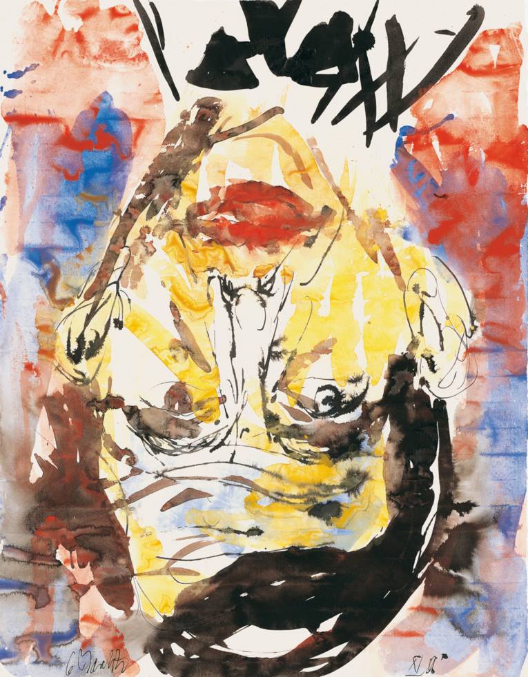 Georg Baselitz (*1938 Deutschbaselitz), Ernst Ludwig Kirchner, 2006, Tuschfeder, Aquarell und Tusche auf Papier, 65,7 x 50,6 cm © Georg Baselitz