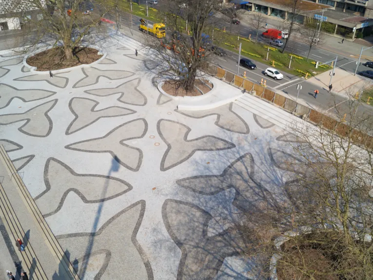 Blick auf den Trammplatz von oben
