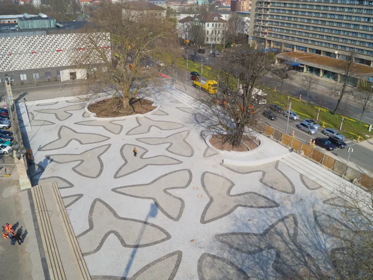 Blick auf den Trammplatz von oben
