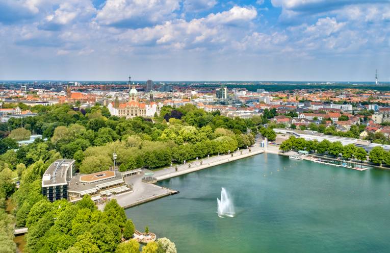 Der Maschsee auf der Vogelperspektive.