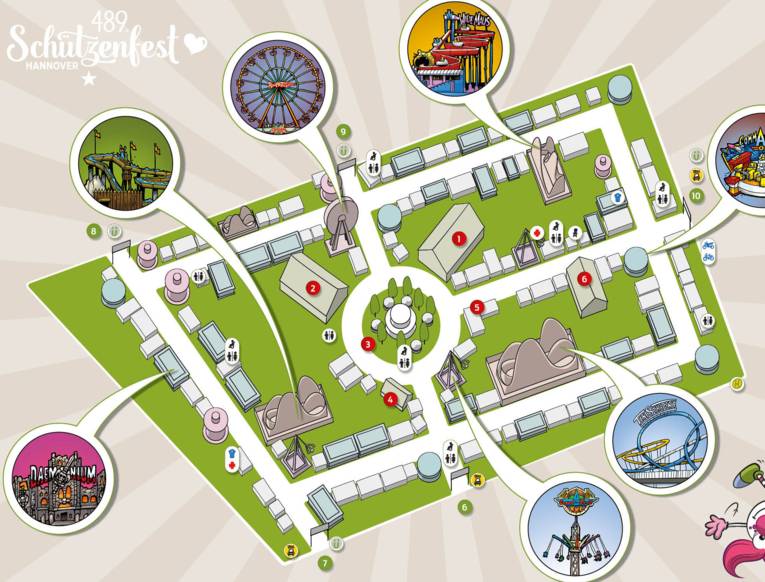 Eine Karte in Comic-Optik.