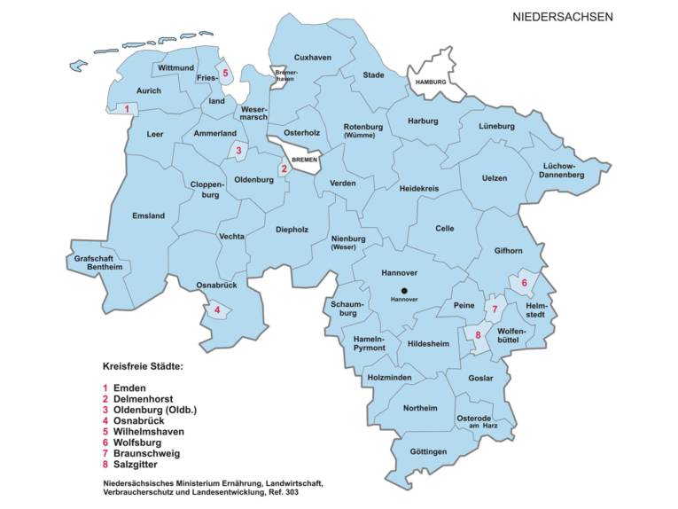 Karte Niedersachsen