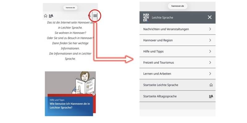 Mobilansicht des Leichte-Sprache-Portals