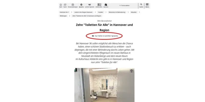 Artikelschalter f&uuml;r die Leichte Sprache