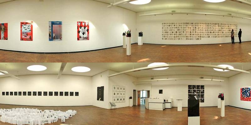 A view into the interior of the KUBUS (here with the 'Dagmar Brand' exhibition)